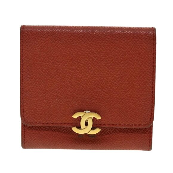 CHANEL Coin Purse Grained Calf Skin Red CC Auth - Picture 12 of 15